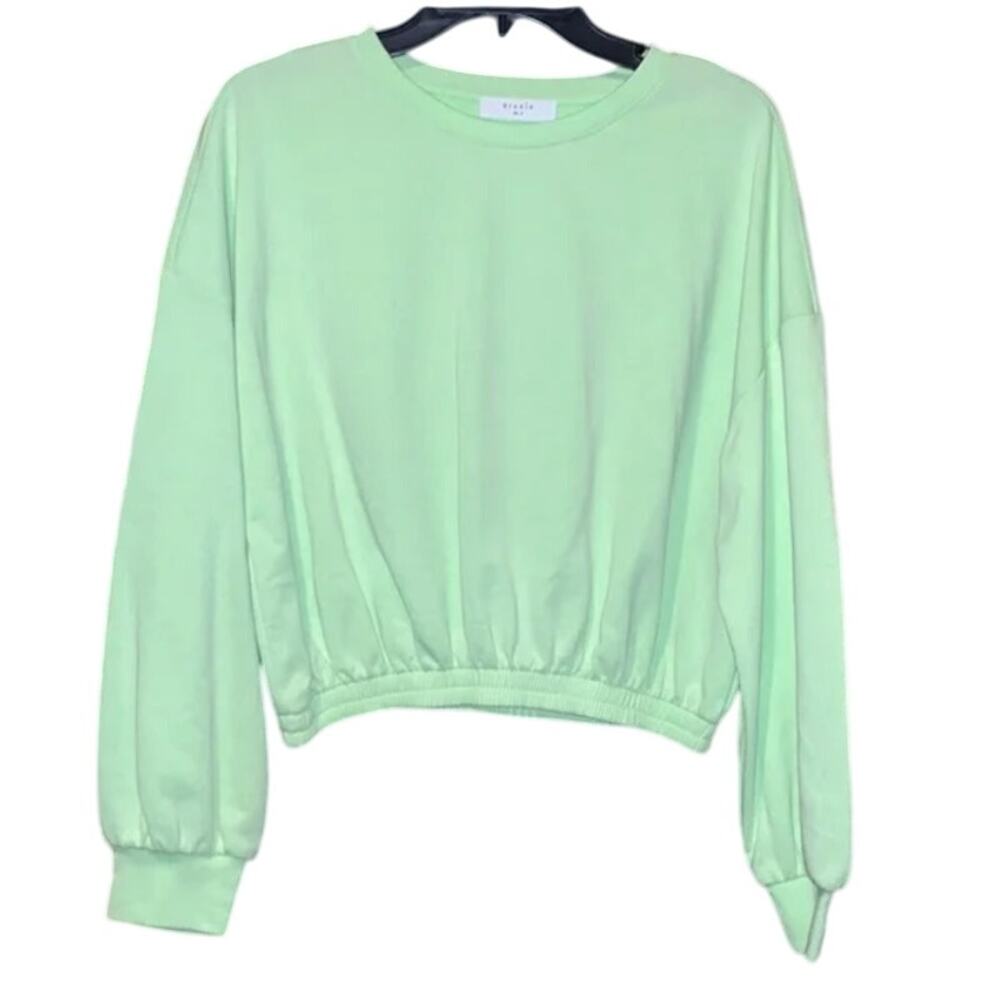 Elodie Lime Green cute Tightened Crop Top Sweatshirt size Small